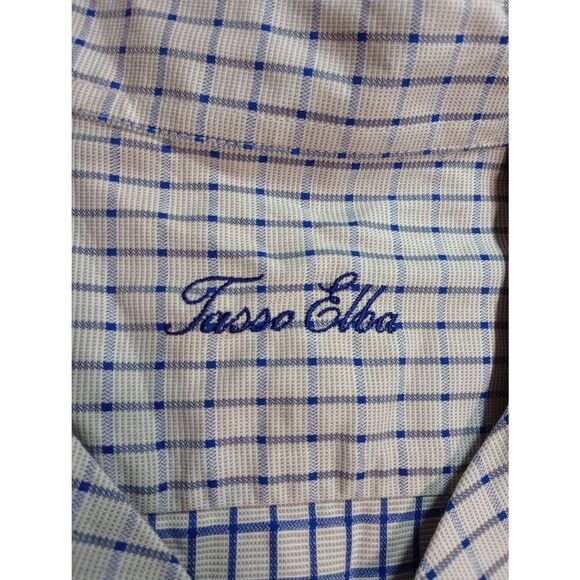 Tasso Elba Shirt Men's Large Gray Blue Short Sleeve Button Front - Picture 6 of 9